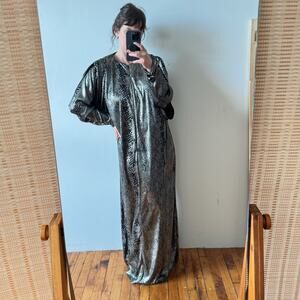 Vintage 70's DAVID BROWN Saks Fifth Avenue Metallic Snakeskin Maxi Dress
